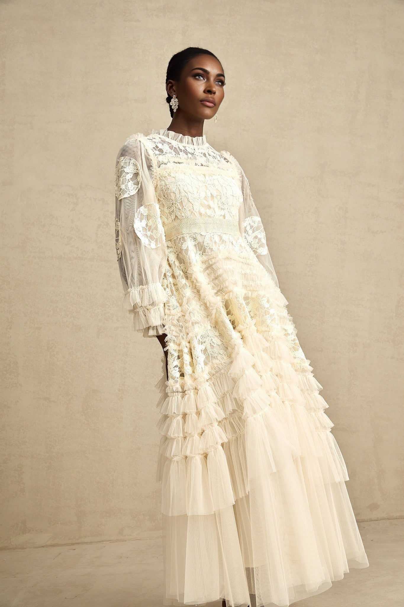 Capucine floralembroidered layered tulle maxi dress