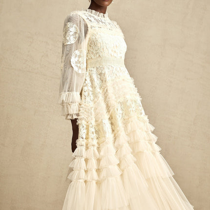 Capucine floralembroidered layered tulle maxi dress