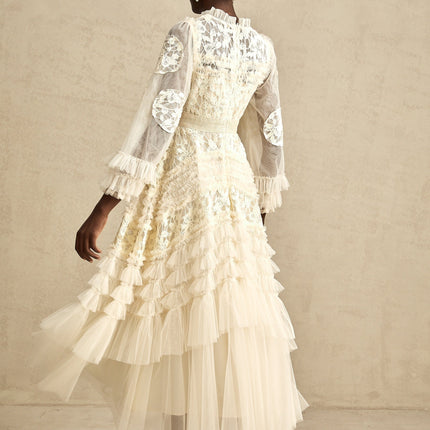 Capucine floralembroidered layered tulle maxi dress