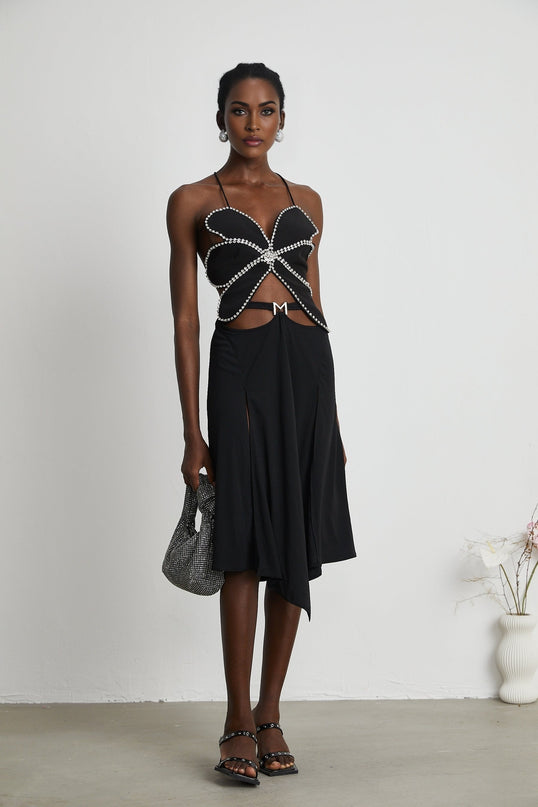 Caribe logoplaque midi skirt