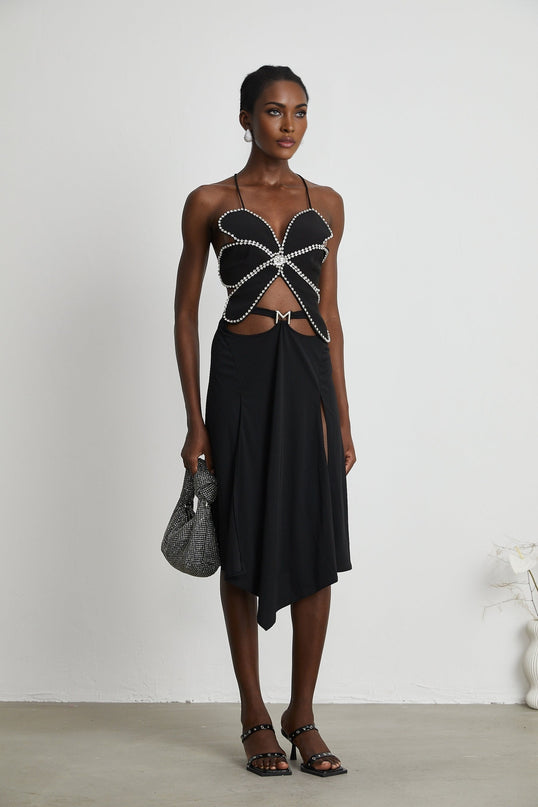 Caribe logoplaque midi skirt