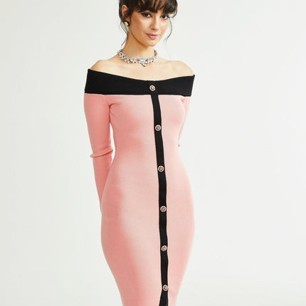 Carine pink midi dress