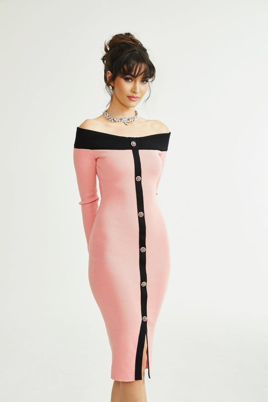 Carine pink midi dress