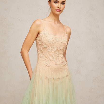 Carla Green Floral Lace Midi Dress