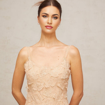 Carla Green Floral Lace Midi Dress with Gradient Effect
