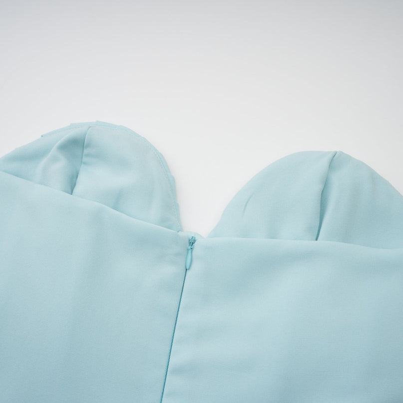 Carlotta blue pleated corset maxi dress