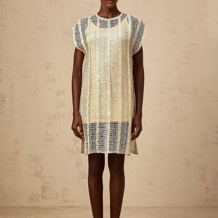 Carlotta Gold Sequin Basket Weave Mini Dress