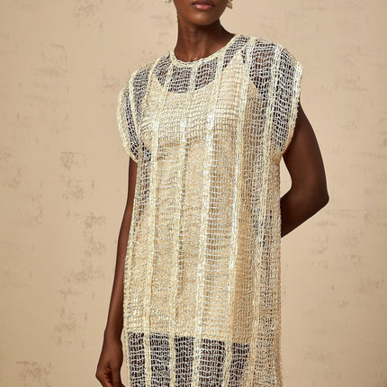 Carlotta Gold Sequin Basket Weave Mini Dress
