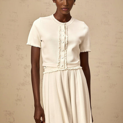 Carly White Knit Top Skirt Set