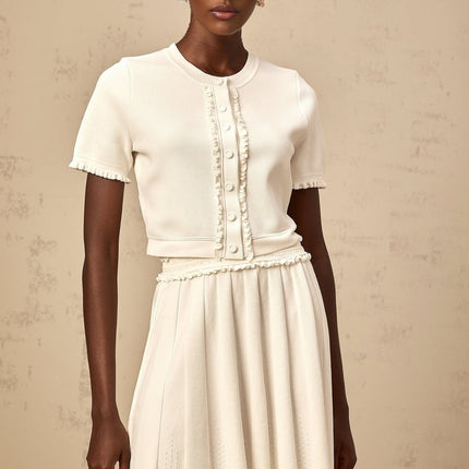 Carly White Knit Top Skirt Set