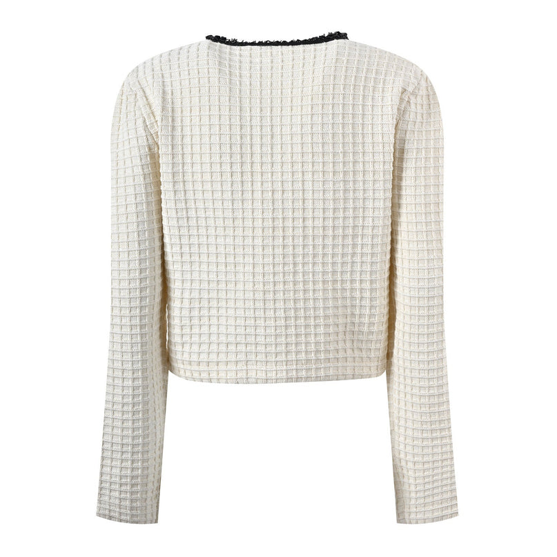 Carly White Tailored Jacket and Flared Skirt with Black Accents
