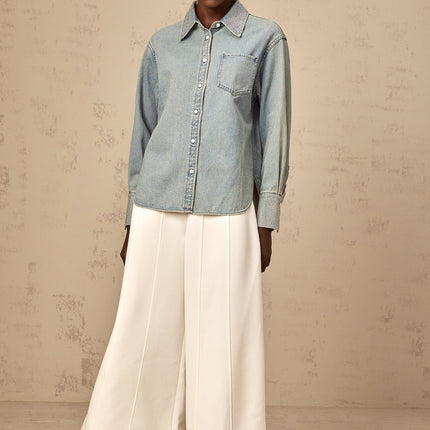Carmela Blue Rhinestone Embellished Denim Shirt