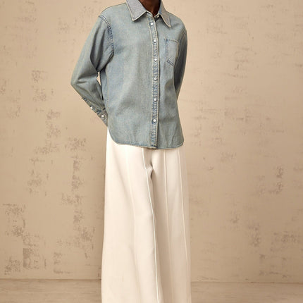 Carmela Shirt Rhinestone Embellished Blue Denim
