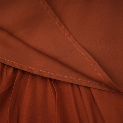 Carmelina Brown Midi Dress Terylene Frilled Self-Tie Neck Asymmetric Hem Short Sleeves Ruffled Detailing Chic Shift Style