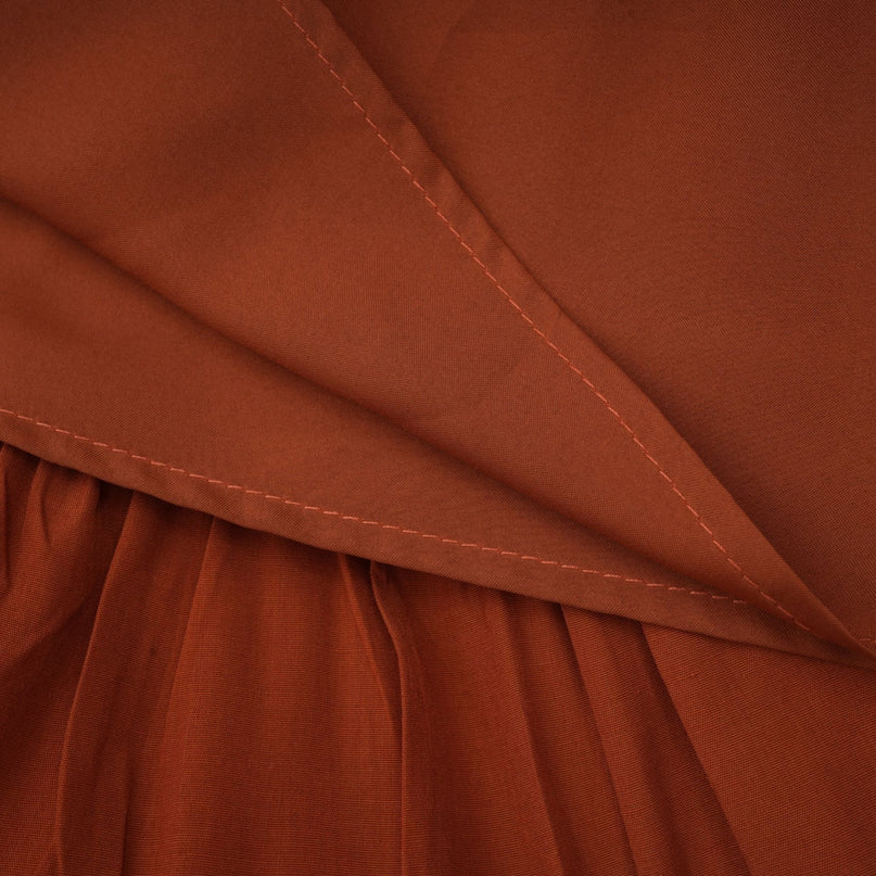Carmelina Brown Midi Dress Terylene Frilled Self-Tie Neck Asymmetric Hem Short Sleeves Ruffled Detailing Chic Shift Style