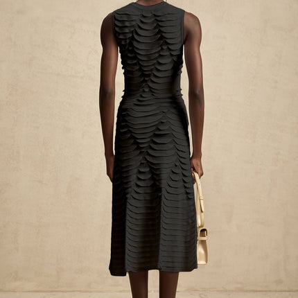Carmen Black Snake Pattern Midi Dress