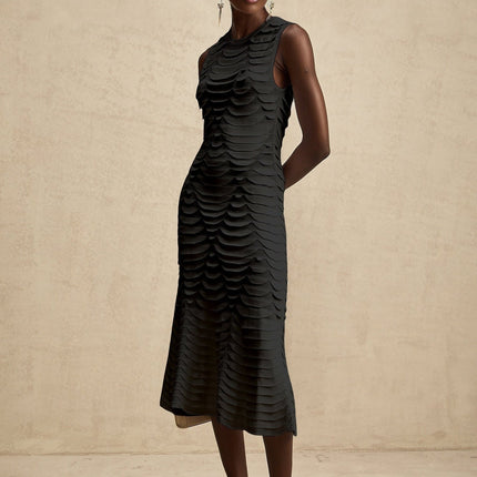 Carmen Black Snake Pattern Midi Dress