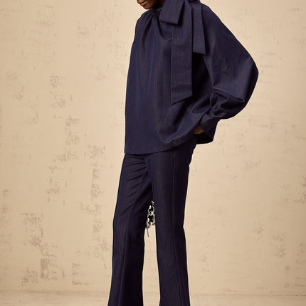 Carmen Blouse & Trousers Flared in Denim Blue
