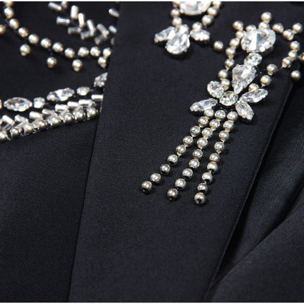 Carolina black tailored silhouette crystal embellishments slim fit blazer