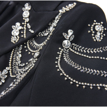 Carolina Black Slim Fit Crystal Embellished Blazer