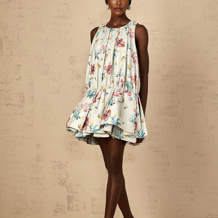Carolina Green Floral Print Mini Dress