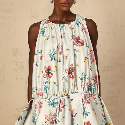 Carolina Green Floral Print Mini Dress