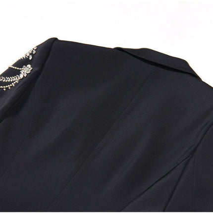 Carolina tailored black blazer with crystal embellishments and silver accents