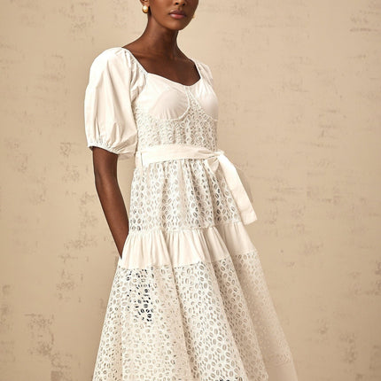 Carolina White Lace Midi Dress