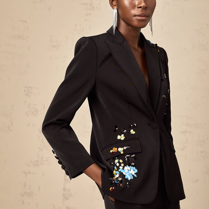 Cassandra Black Crystal Embellished Blazer Trousers Set