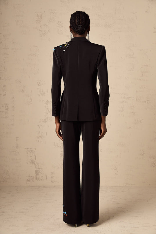 Cassandra Black Crystal Embellished Blazer Trousers Set