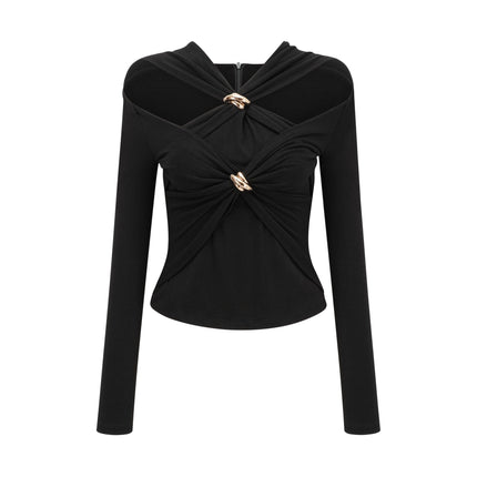 Cassidy Black Cut Out Top with Gold Hardware