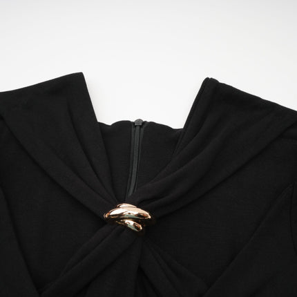 Cassidy Black Cut Out Top with Gold Hardware