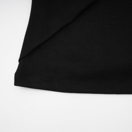 Cassidy Black Cut Out Top Long Sleeve Gathered Design Gold Hardware Stretch Jersey Fabric Rear Zip Fastening