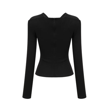 Cassidy Black Cut Out Top with Gold Hardware and Rear Zip Fastening