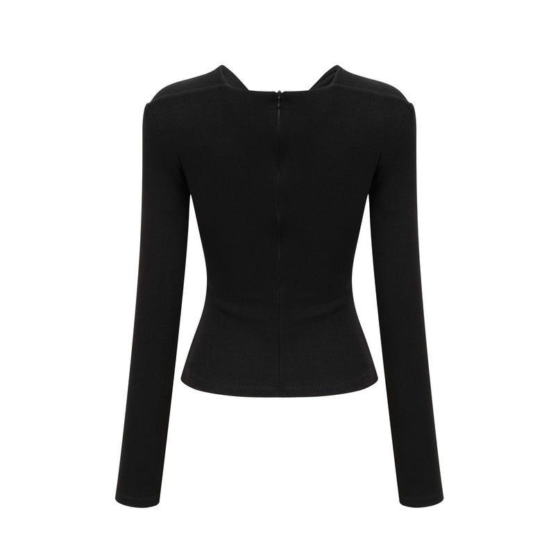 Cassidy Black Cut Out Top with Gold Hardware and Rear Zip Fastening