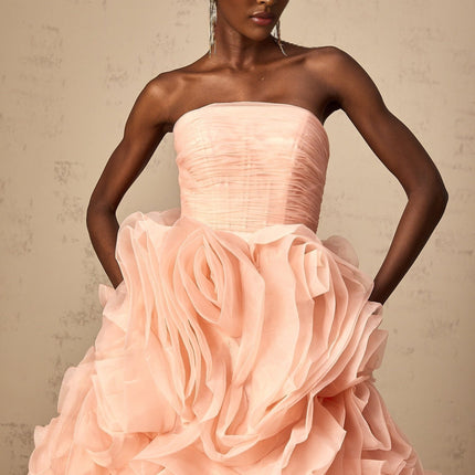 Cassidy Pink Off-Shoulder 3D Petal Midi Dress