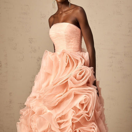 Cassidy Pink Tulle 3D Petal Detail Midi Dress