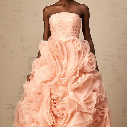 Cassidy Pink Tulle Off-Shoulder Midi Dress with 3D Petal Detailing