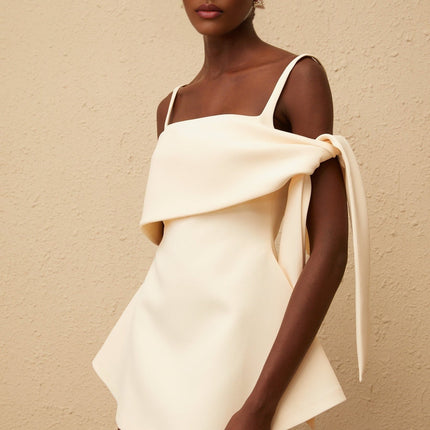 Caterina Mini Dress in Cream White Neutrals