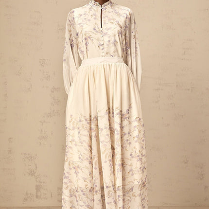 Caterina Neutrals & Purple Floral Shirt Skirt Set