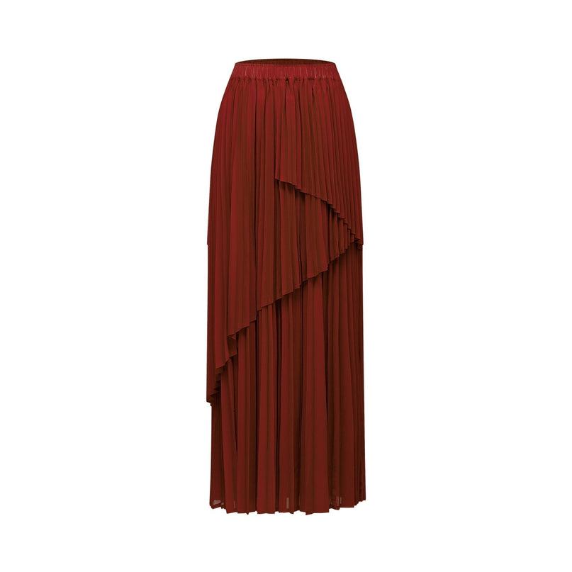 Caterina Red Pleated Bow Tie Top and Flounce Skirt Set