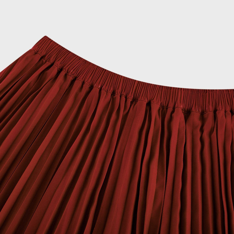 Caterina Red Pleated Bow Tie Top and Flounce Skirt Set