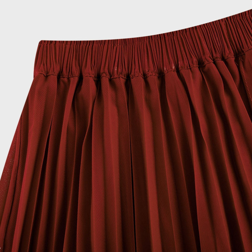 Caterina Red Pleated Bow Tie Top and Flounce Skirt Set