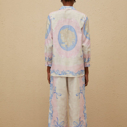 Caterinella Hemp Neutrals Multicolor Shirt Trousers Set