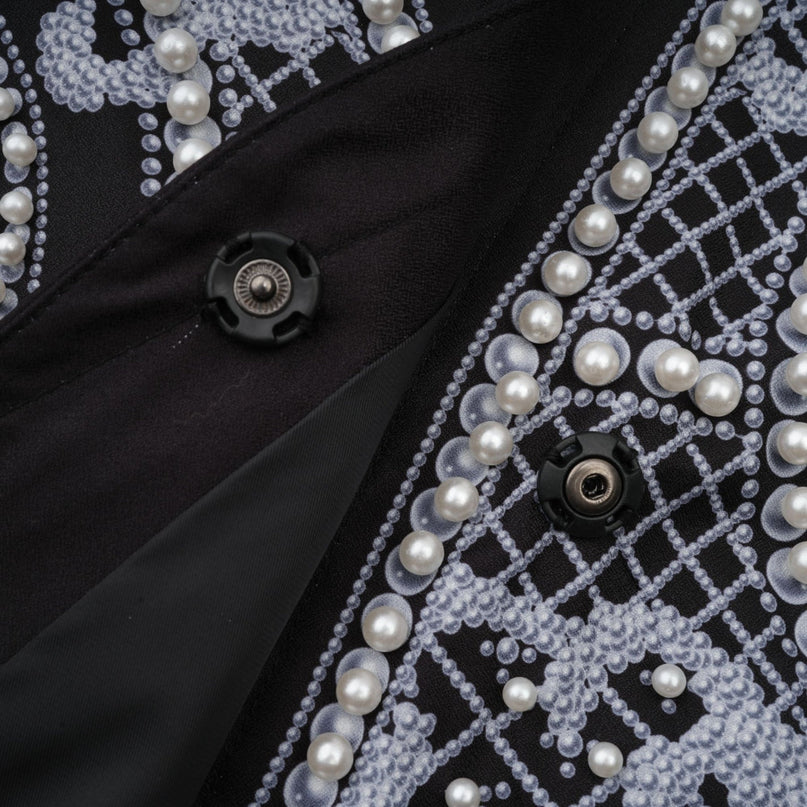 Catherine patternprint Vneck blazer dress