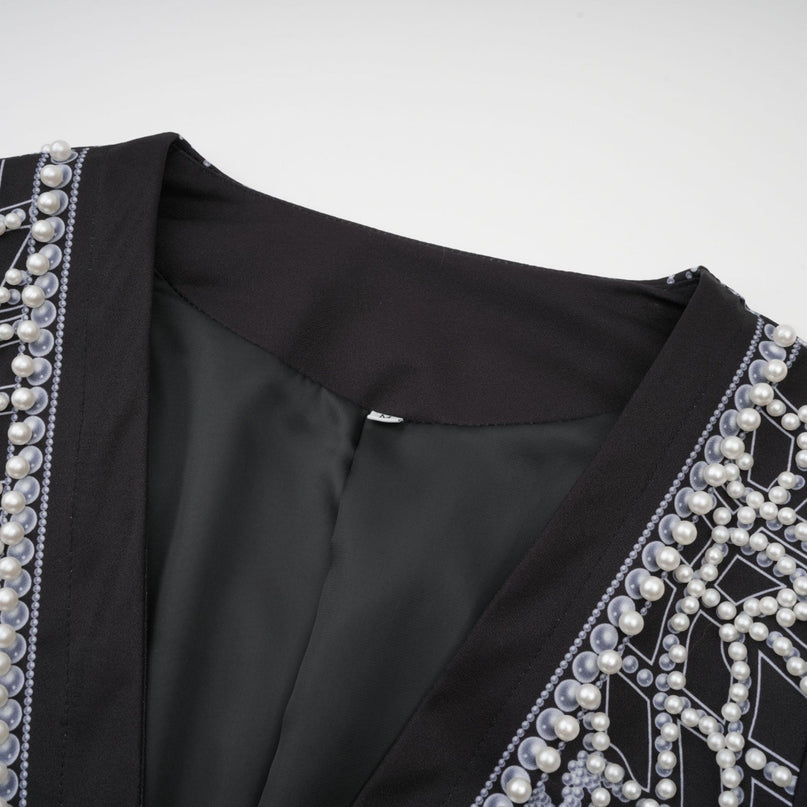 Catherine patternprint Vneck blazer dress