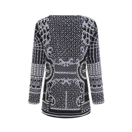 Catherine patternprint Vneck blazer dress