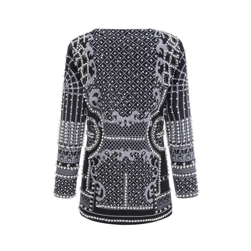 Catherine patternprint Vneck blazer dress