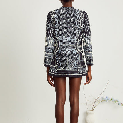 Catherine patternprint Vneck blazer dress