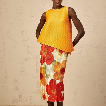 Catherine Top & Skirt Set in Amber Orange Floral Print